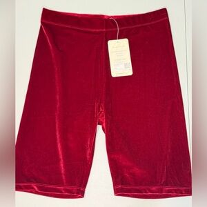 Fabletics Velour Bike Shorts XL NWT | High Waisted 9” Cherry Burst Red